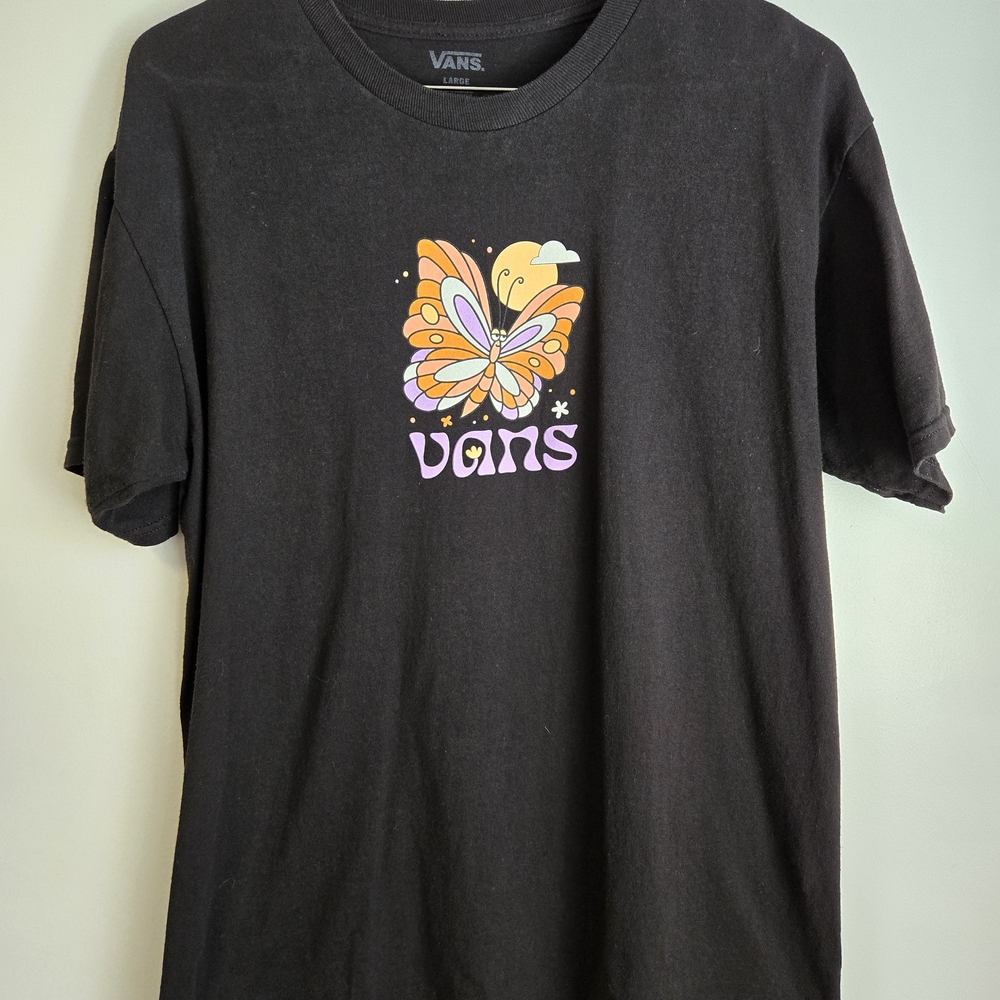 Vans Black T-Shirt with Butterfly Graphic
